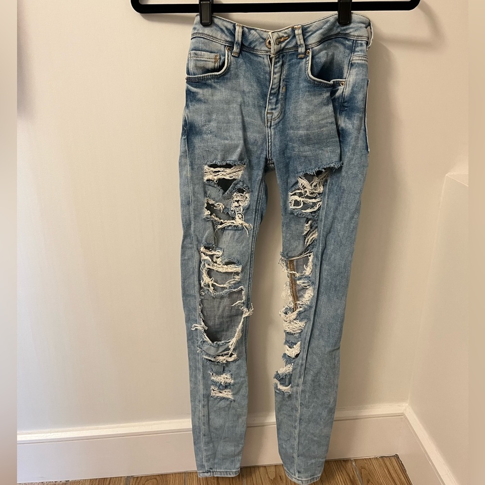 Bershka Blue Ripped Jeans